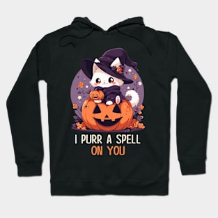 Funny Cat Pun Witch Spell Graphic Men Kids Women Halloween Hoodie